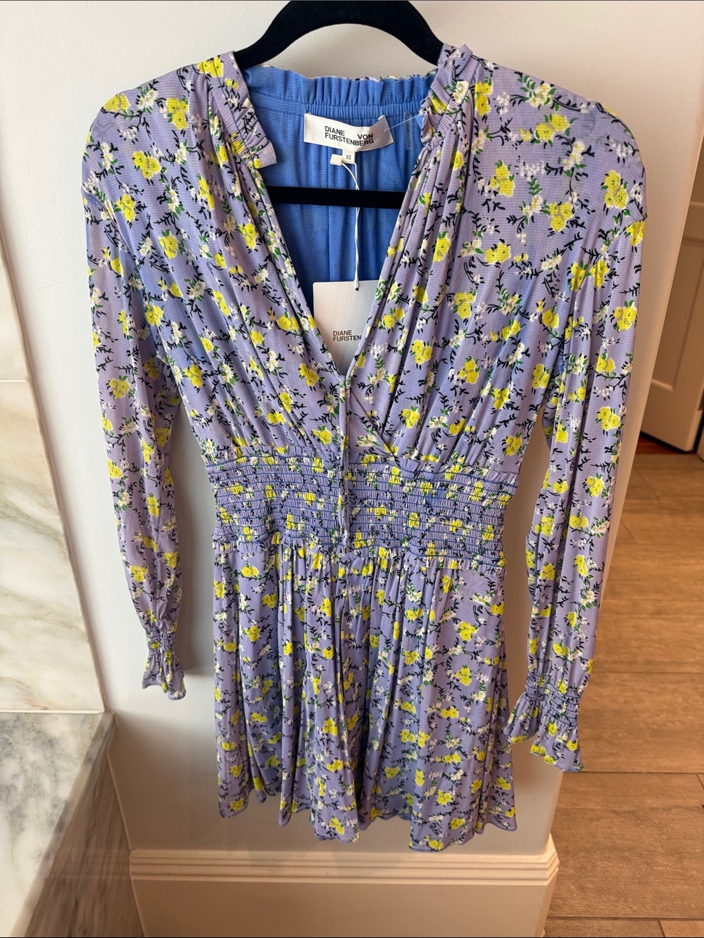 Diane Von Furstenberg Periwinkle Blue Floral Detail Dress